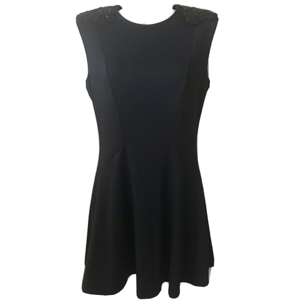 Forever 21 Black Beaded Sequin Fit & Flare Sleeveless Panel Dress Size S